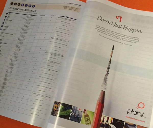 Planit Ranked Number One on Baltimore Business Journal’s Top Advertising Agencies List Featured Image